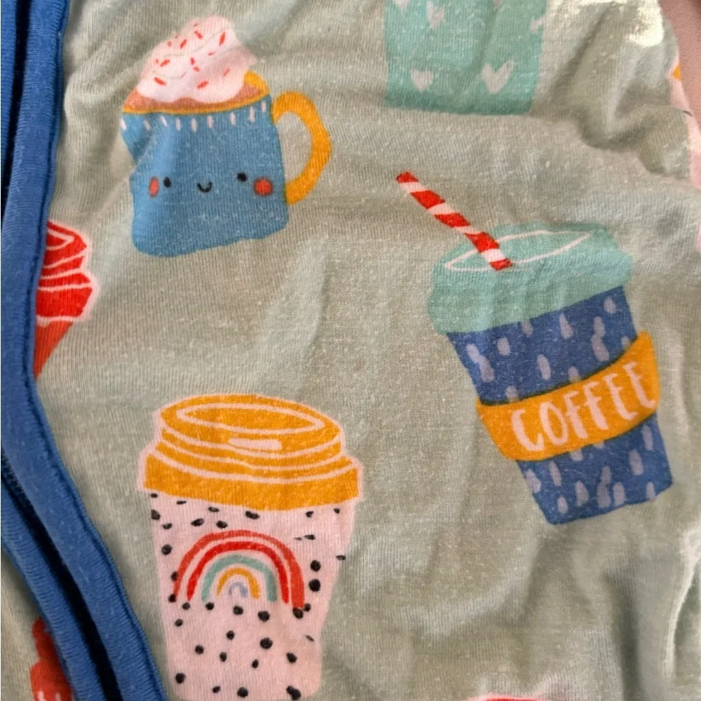 Little Sleepies aqua I love you a latte footie pajamas